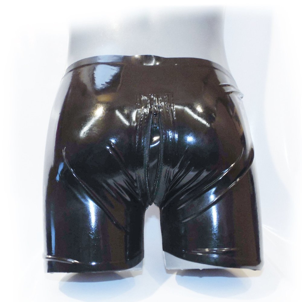 Latex Shorts mit durchgehendem Reißverschluss