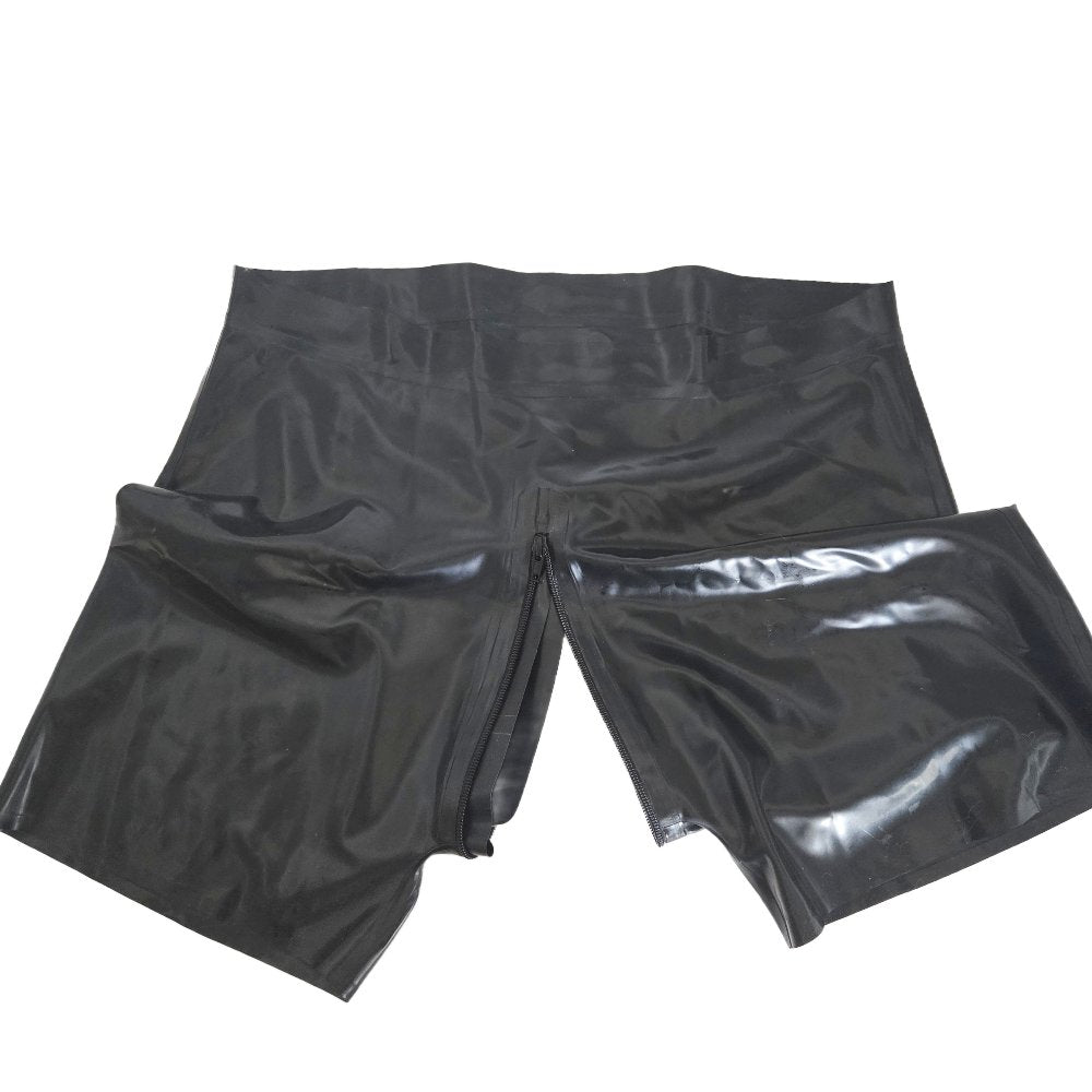 Latex Shorts mit durchgehendem Reißverschluss