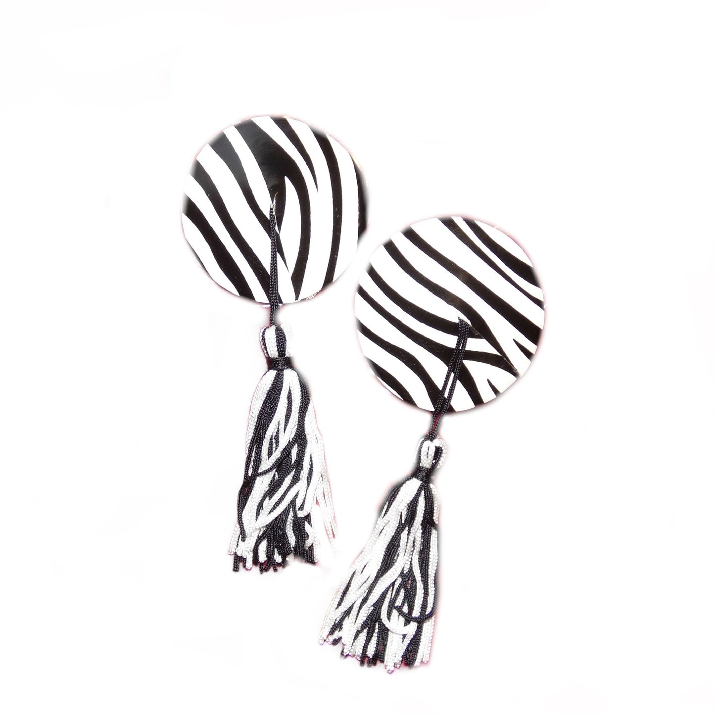 Nippel Cover rund Zebramuster mit Bommel