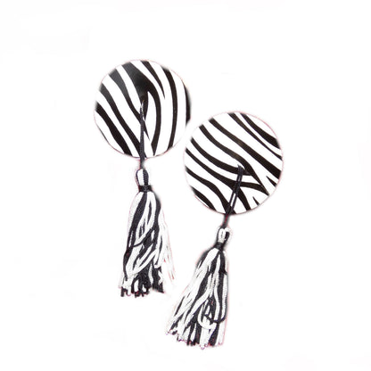 Nippel Cover rund Zebramuster mit Bommel