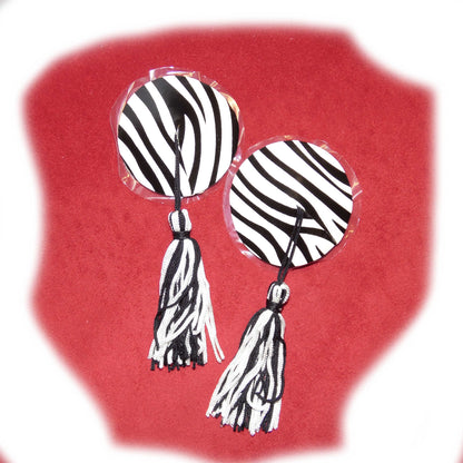 Nippel Cover rund Zebramuster mit Bommel
