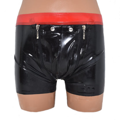 Latex Shorts mit Doppel-Reißverschluss/Innenbeutel
