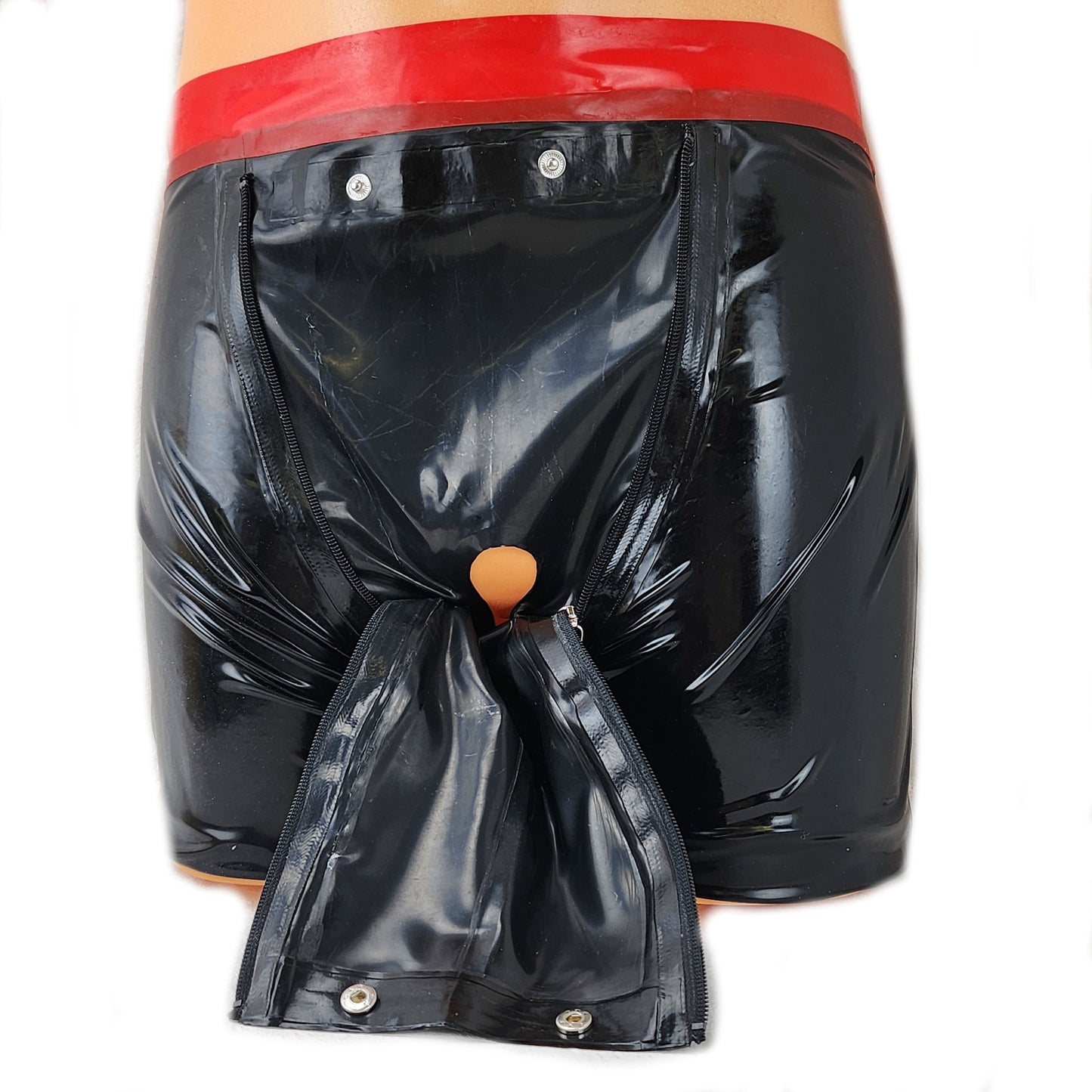 Latex Shorts mit Doppel-Reißverschluss/Innenbeutel