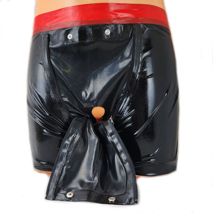 Latex Shorts mit Doppel-Reißverschluss/Innenbeutel