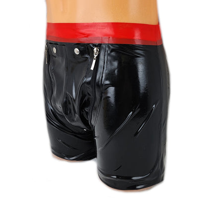 Latex Shorts mit Doppel-Reißverschluss/Innenbeutel