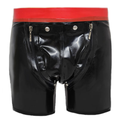 Latex Shorts mit Doppel-Reißverschluss/Innenbeutel