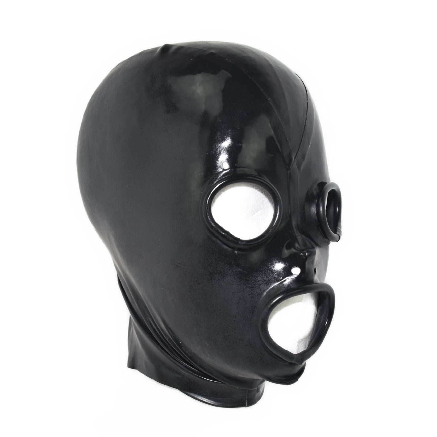 Latex Maske Schwarz mit Mund und Augenringen