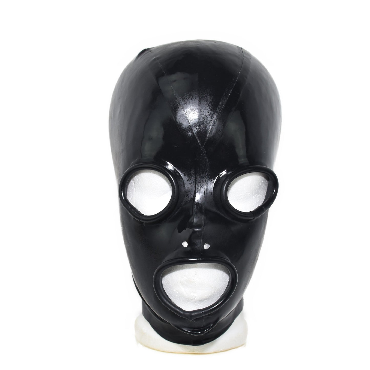 Latex Maske Schwarz mit Mund und Augenringen