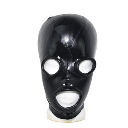 Latex Maske Schwarz mit Mund und Augenringen