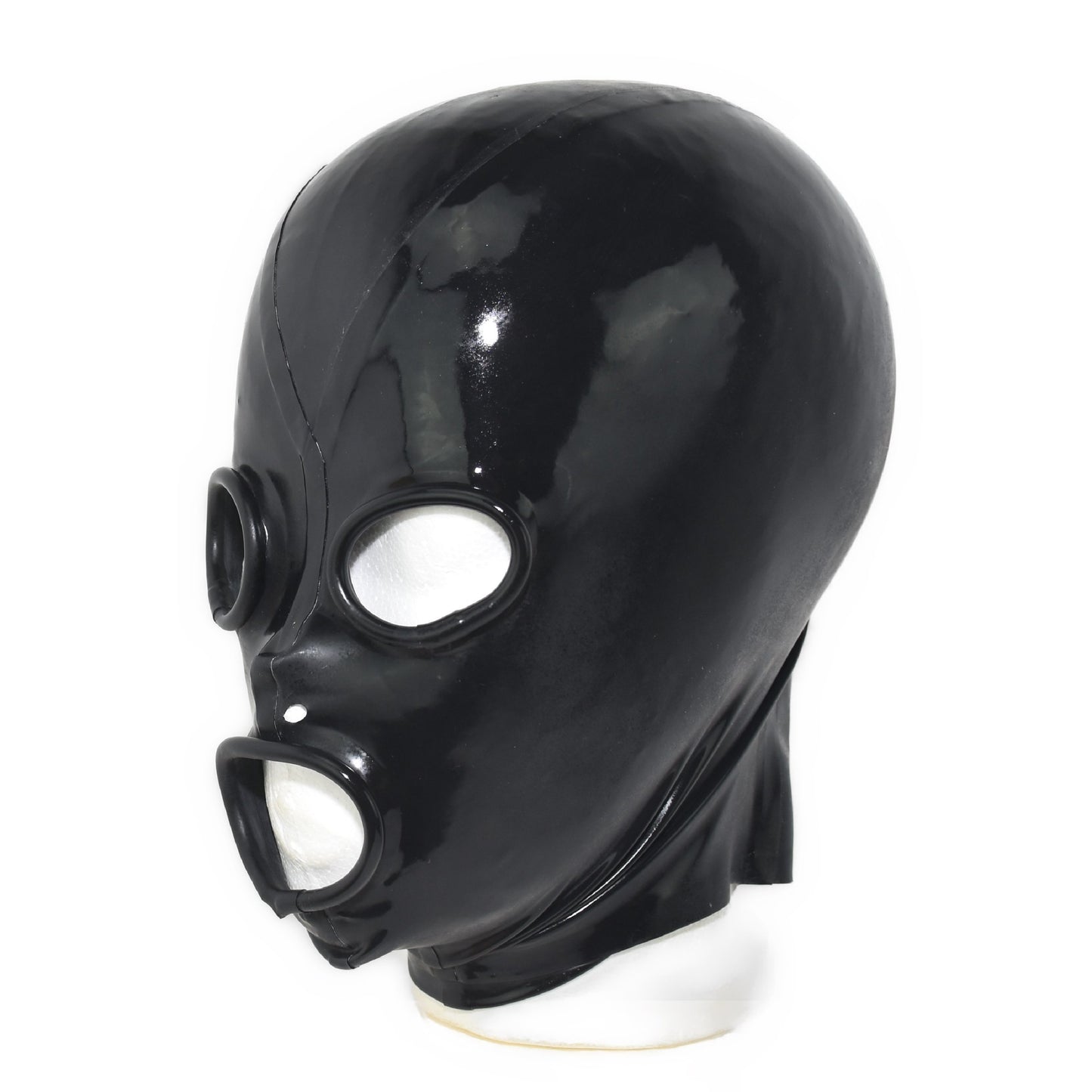 Latex Maske Schwarz mit Mund und Augenringen