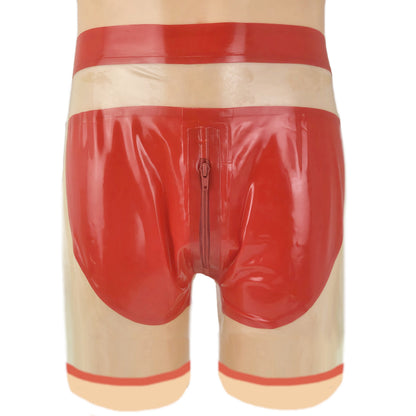 Latex Shorts - Transparent mit rotem Rand