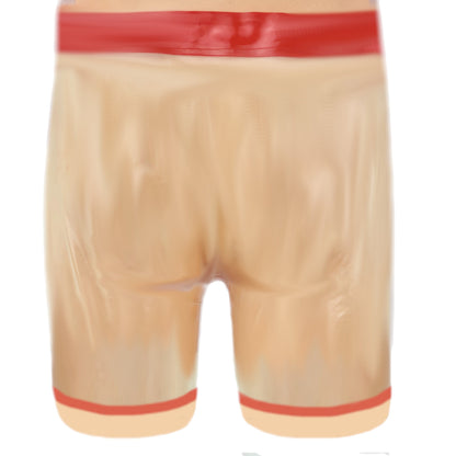 Latex Shorts - Transparent mit rotem Rand