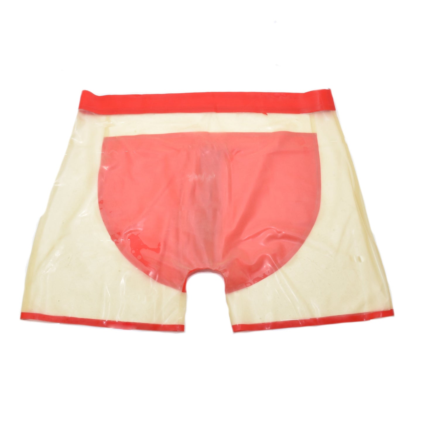 Latex Shorts - Transparent mit rotem Rand
