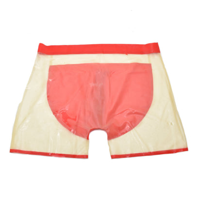 Latex Shorts - Transparent mit rotem Rand