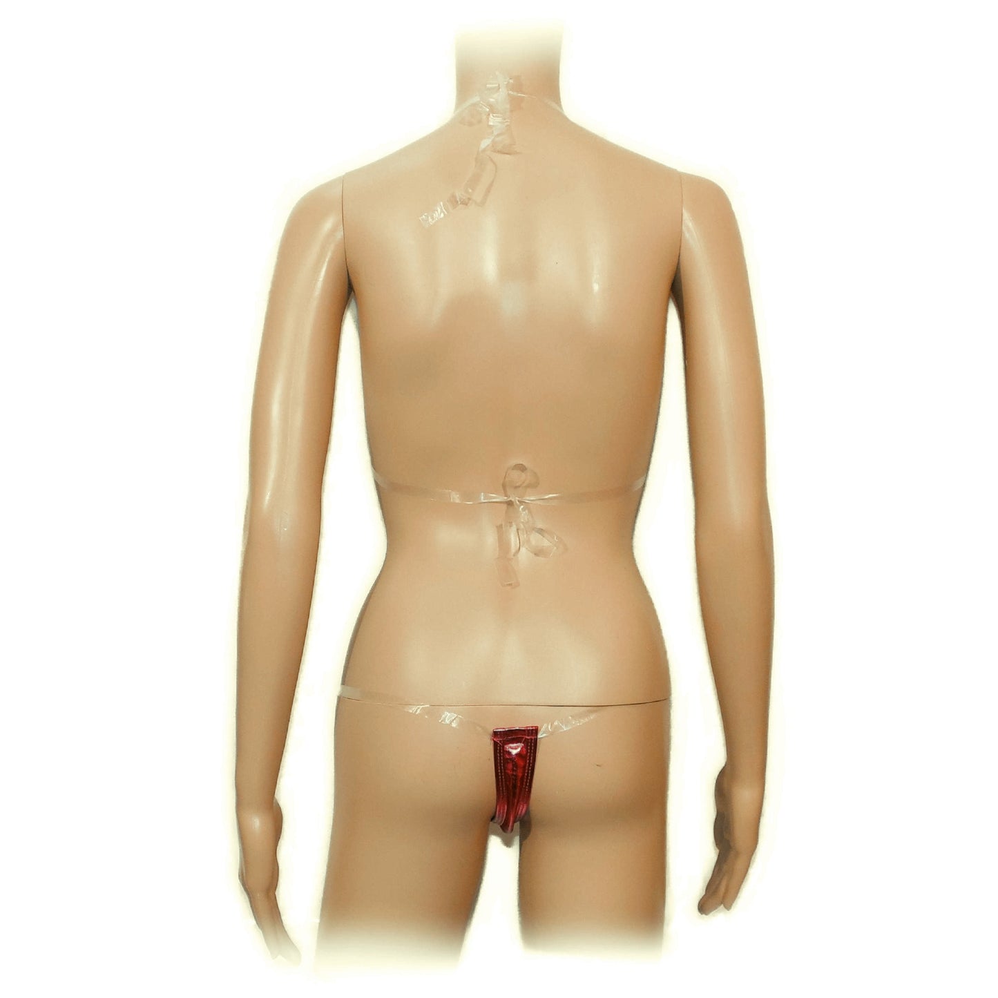 Sexy patent leather three-dots bikini suit