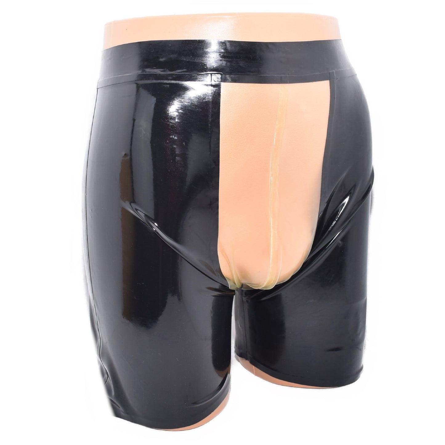 Latex Shorts mit transparentem Einsatz