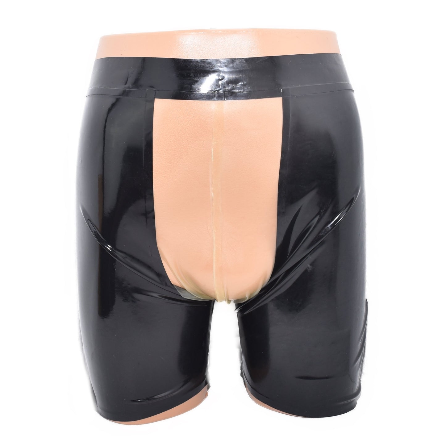 Latex Shorts mit transparentem Einsatz