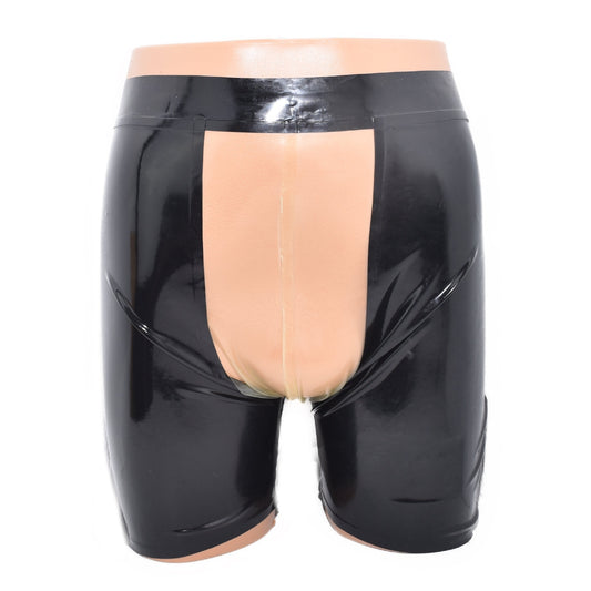 Latex Shorts mit transparentem Einsatz