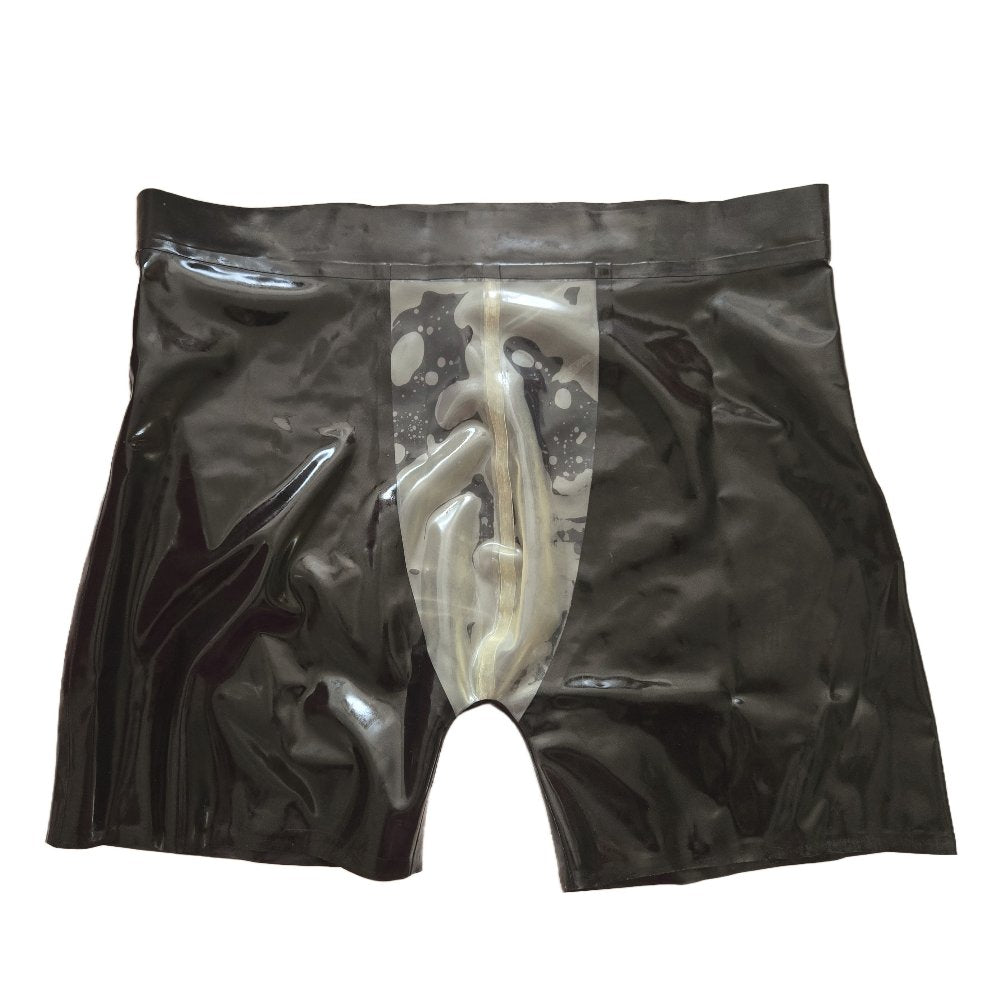 Latex Shorts mit transparentem Einsatz