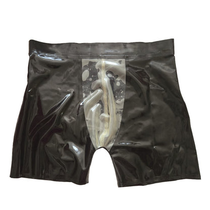 Latex Shorts mit transparentem Einsatz