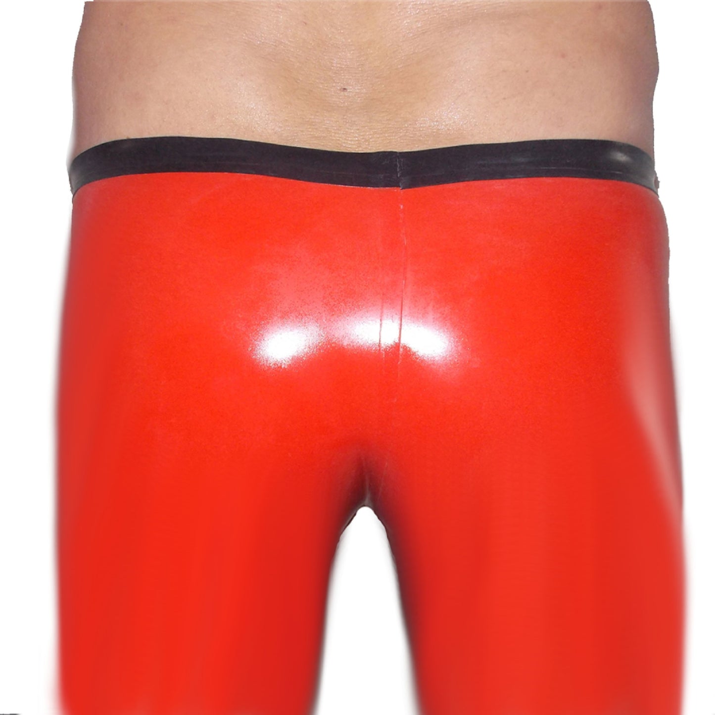Latex Shorts - Rot mit schwarzem Rand lang