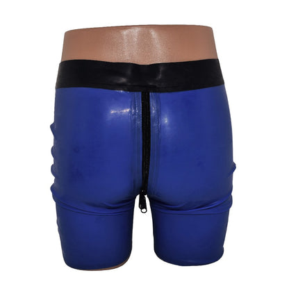 Latex Shorts Zwei-Wege-Reißverschluss durchgehend