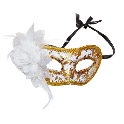 Venezianische Gesichtsmaske mit großer Stoffrose