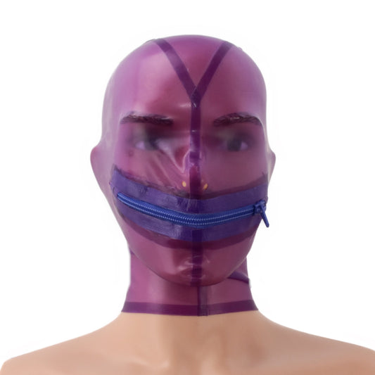 Latex Maske mit Reißverschluss transparent