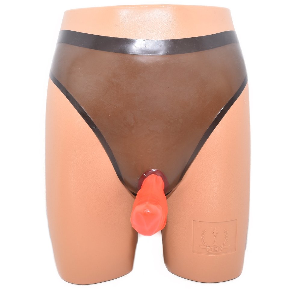 Latex Slip mit Kondom Hodensack 0,4 mm hand made