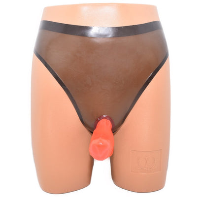 Latex Slip mit Kondom Hodensack 0,4 mm hand made