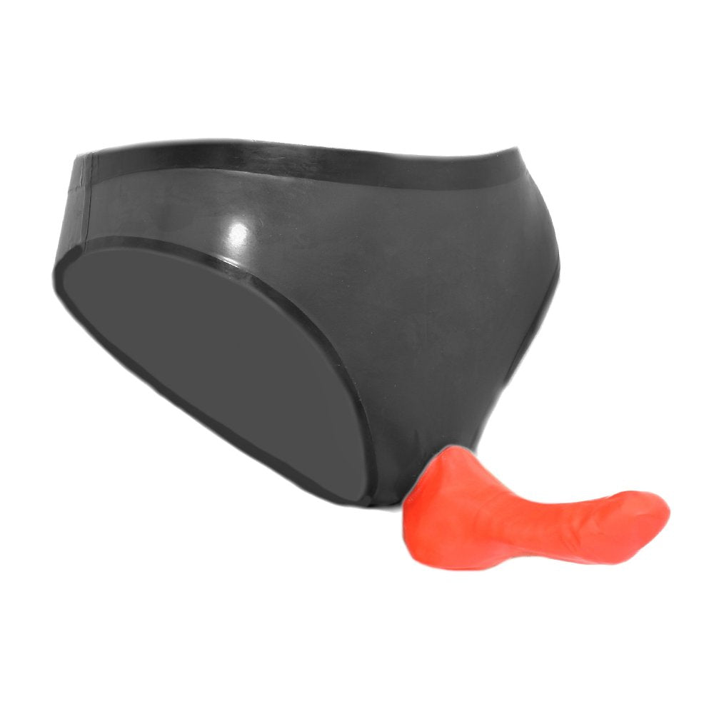 Latex Slip mit Kondom Hodensack 0,4 mm hand made