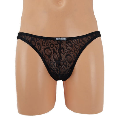 Lace leopard pattern transparent briefs