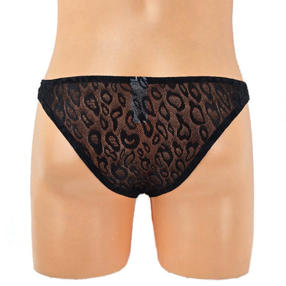 Lace leopard pattern transparent briefs