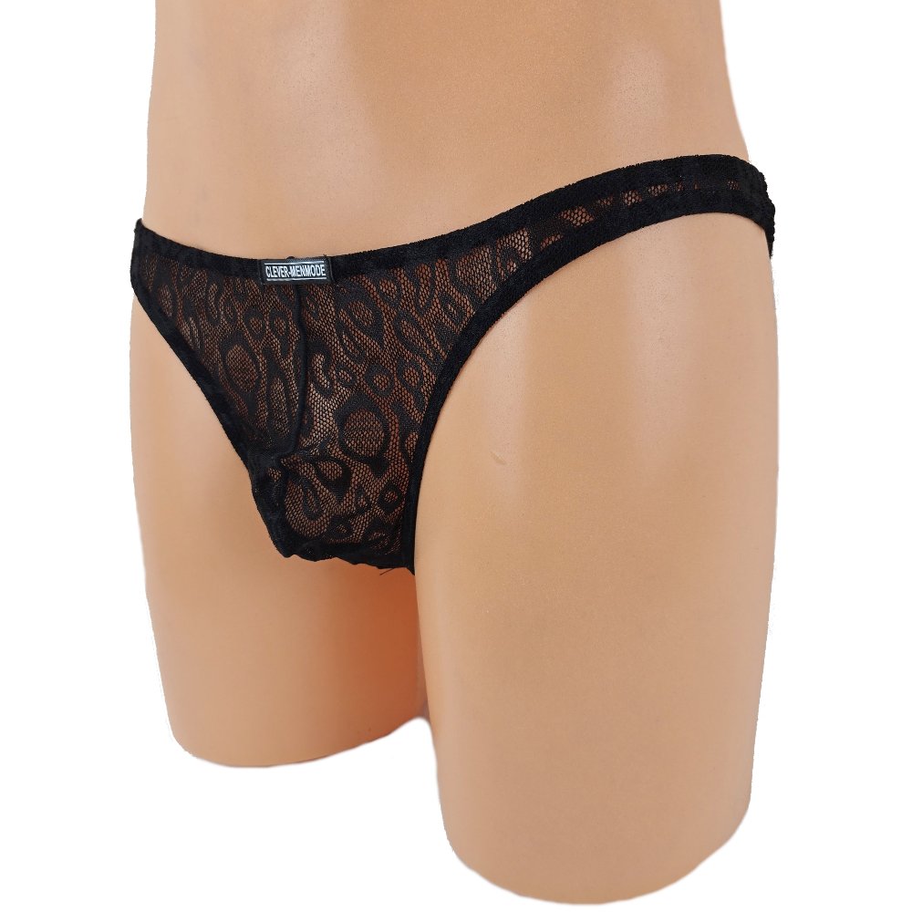 Lace leopard pattern transparent briefs