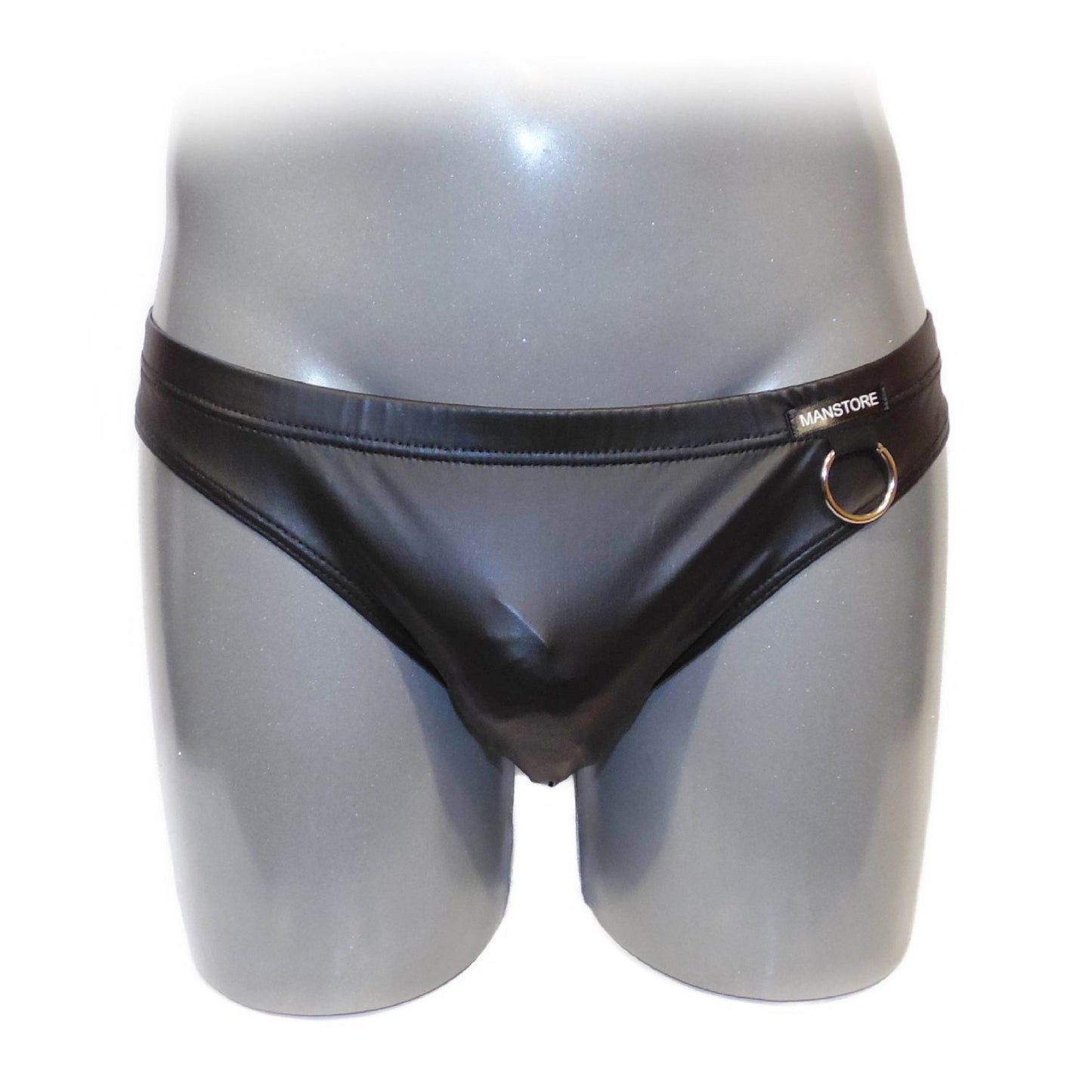 PU-Leder Slip-Tanga mit Ring