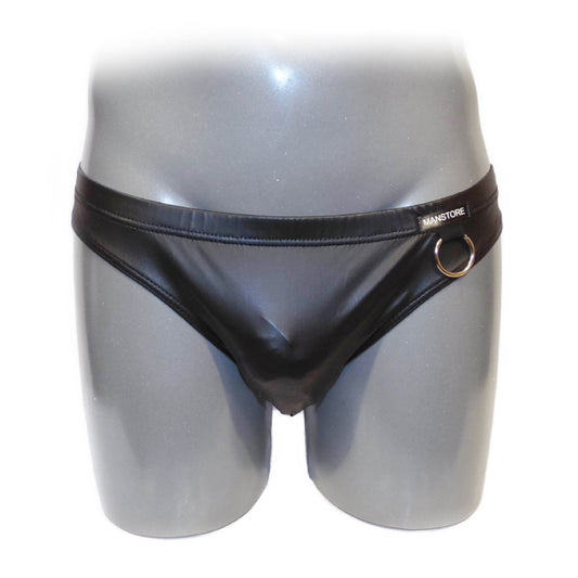 PU-Leder Slip-Tanga mit Ring