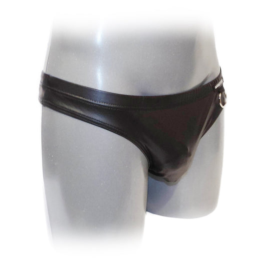 PU-Leder Slip-Tanga mit Ring