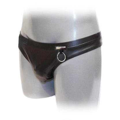 PU-Leder Slip-Tanga mit Ring