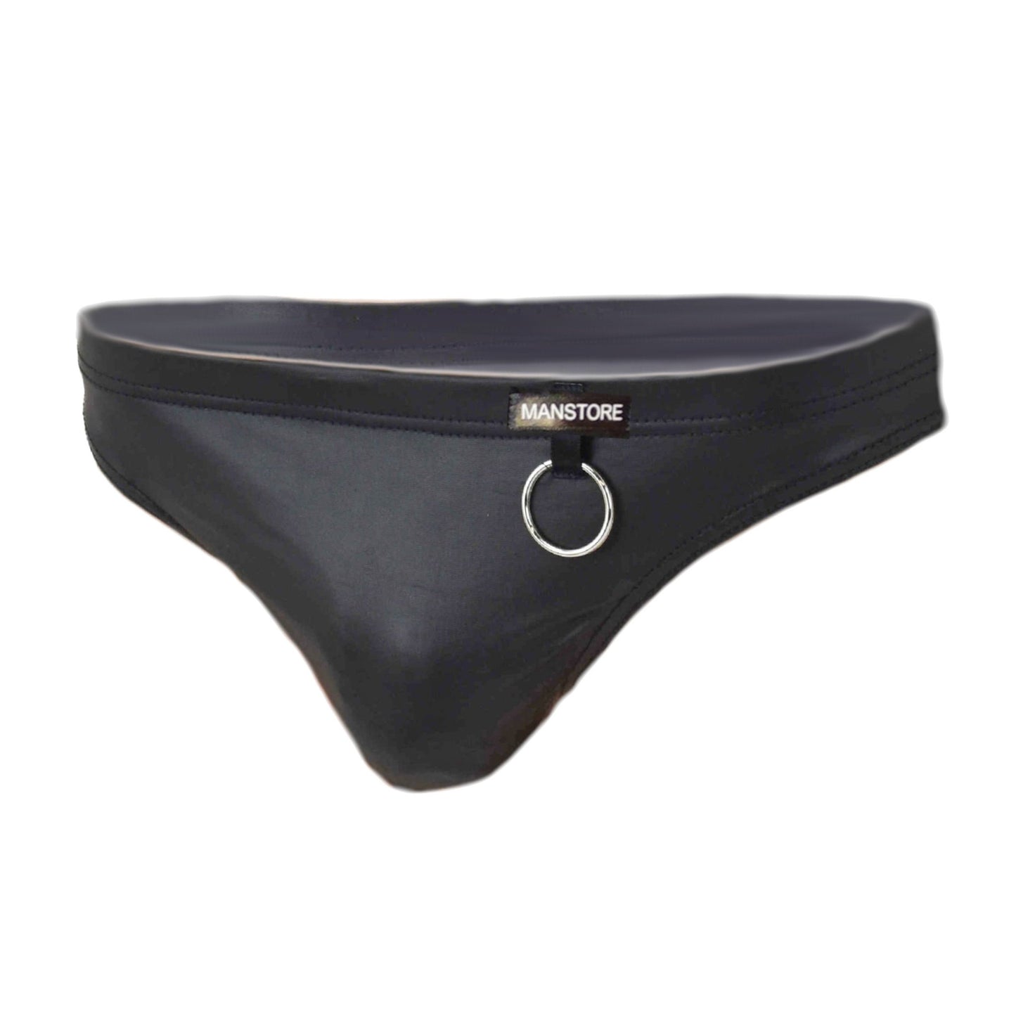 PU-Leder Slip-Tanga mit Ring