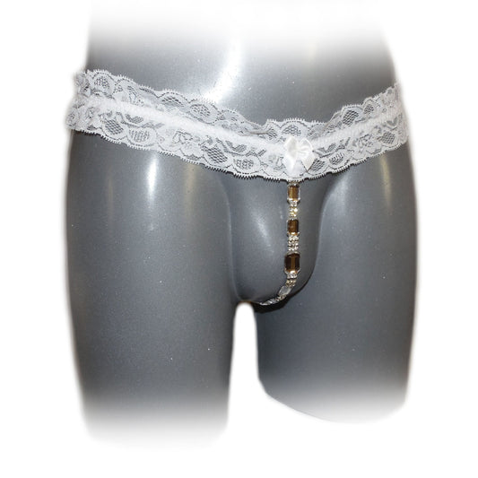 Lace Jewel Thong