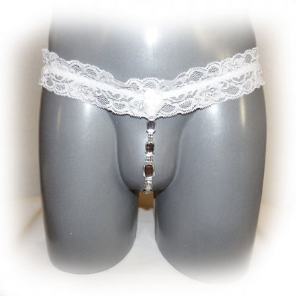Lace Jewel Thong