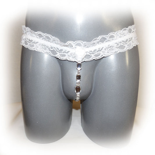 Lace Jewel Thong