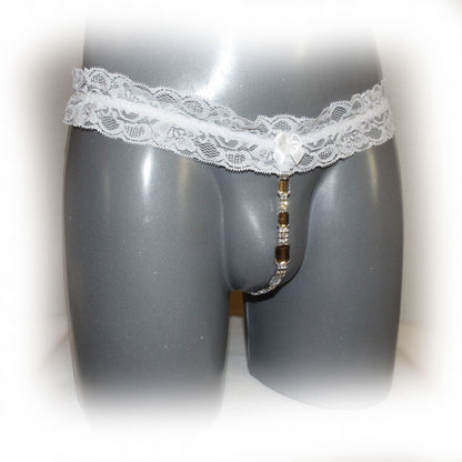 Lace Jewel Thong