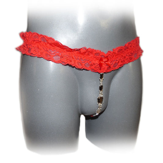 Lace Jewel Thong