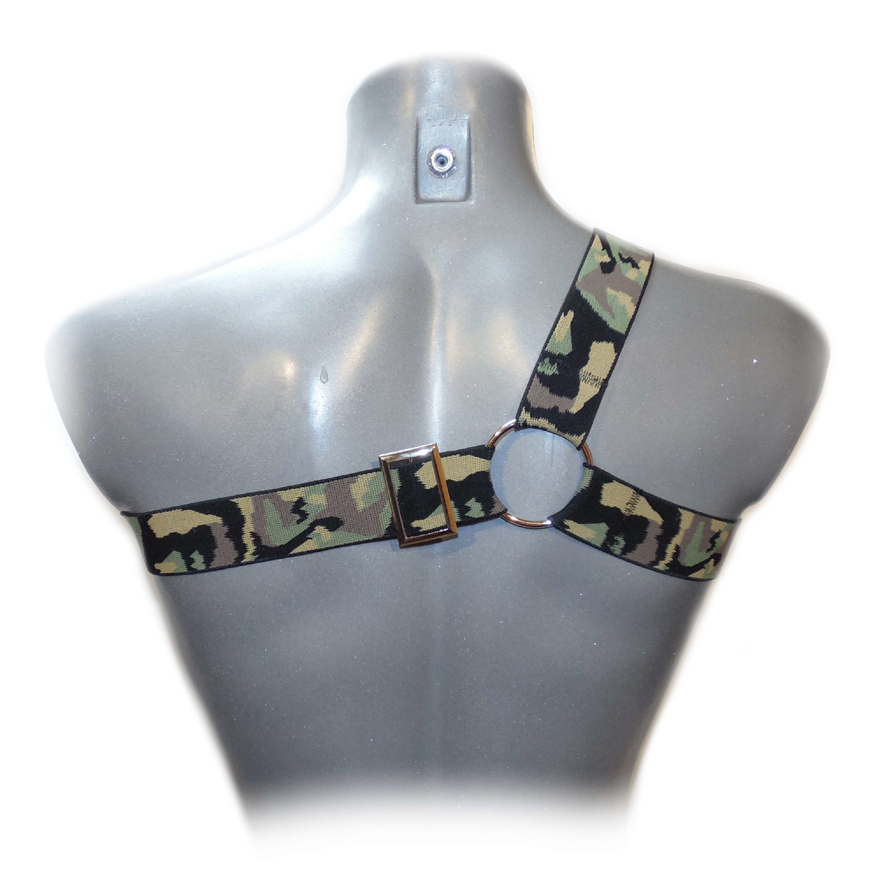 BONDAGE HALTER MEN HARNESS CAMOUFLAGE with ring