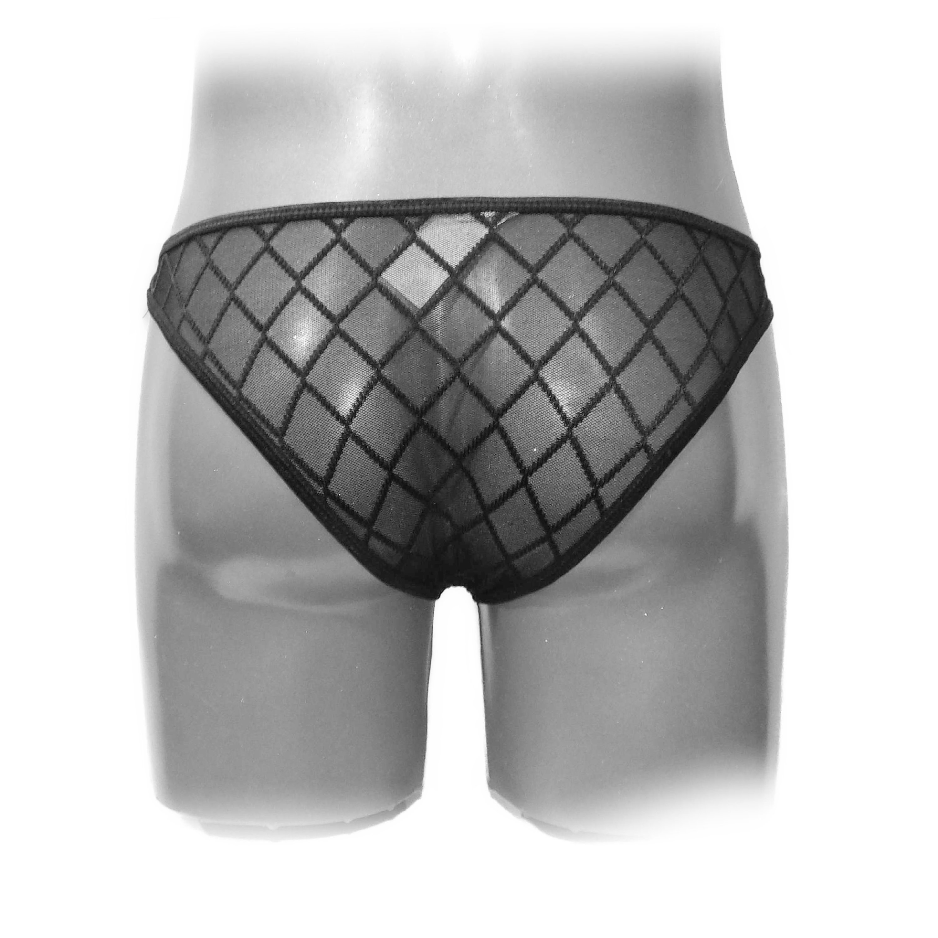 Black Panty For Man mit transparentem Netz