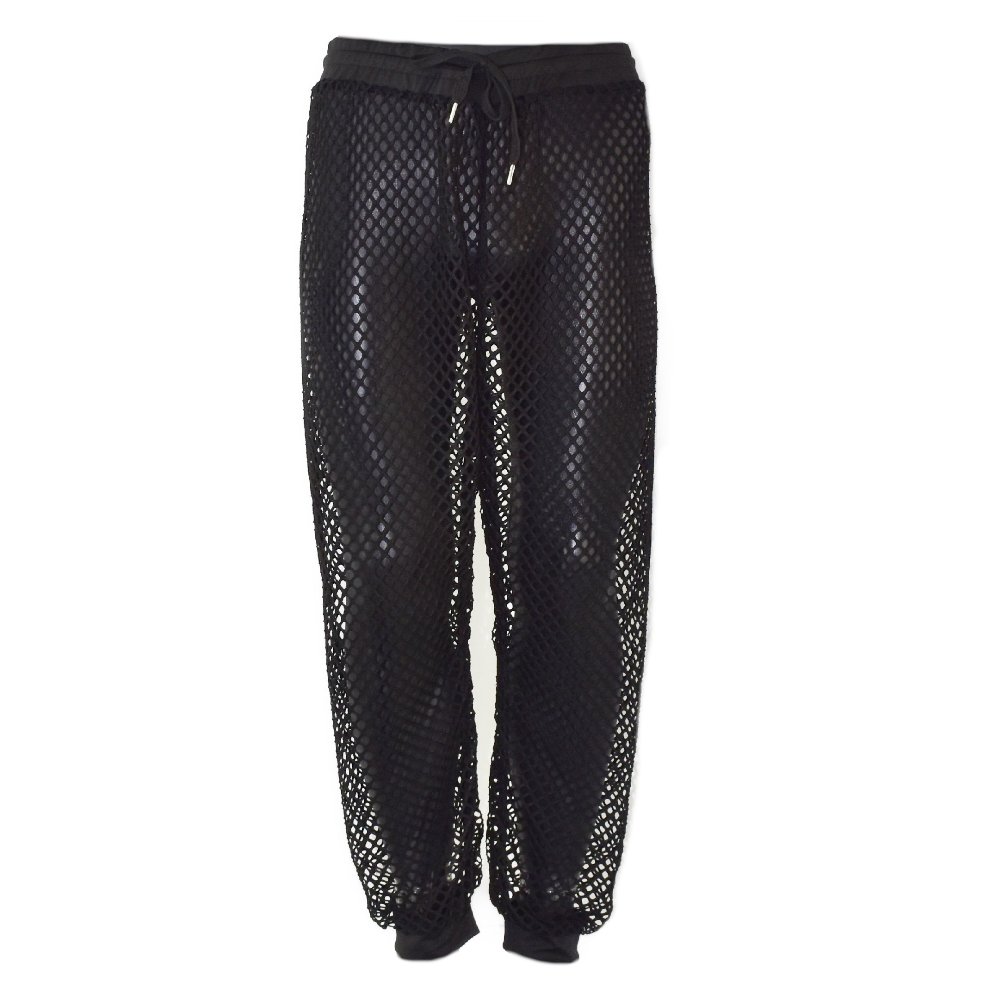 Lange Netzstoffhose mit Kordel leicht transparent