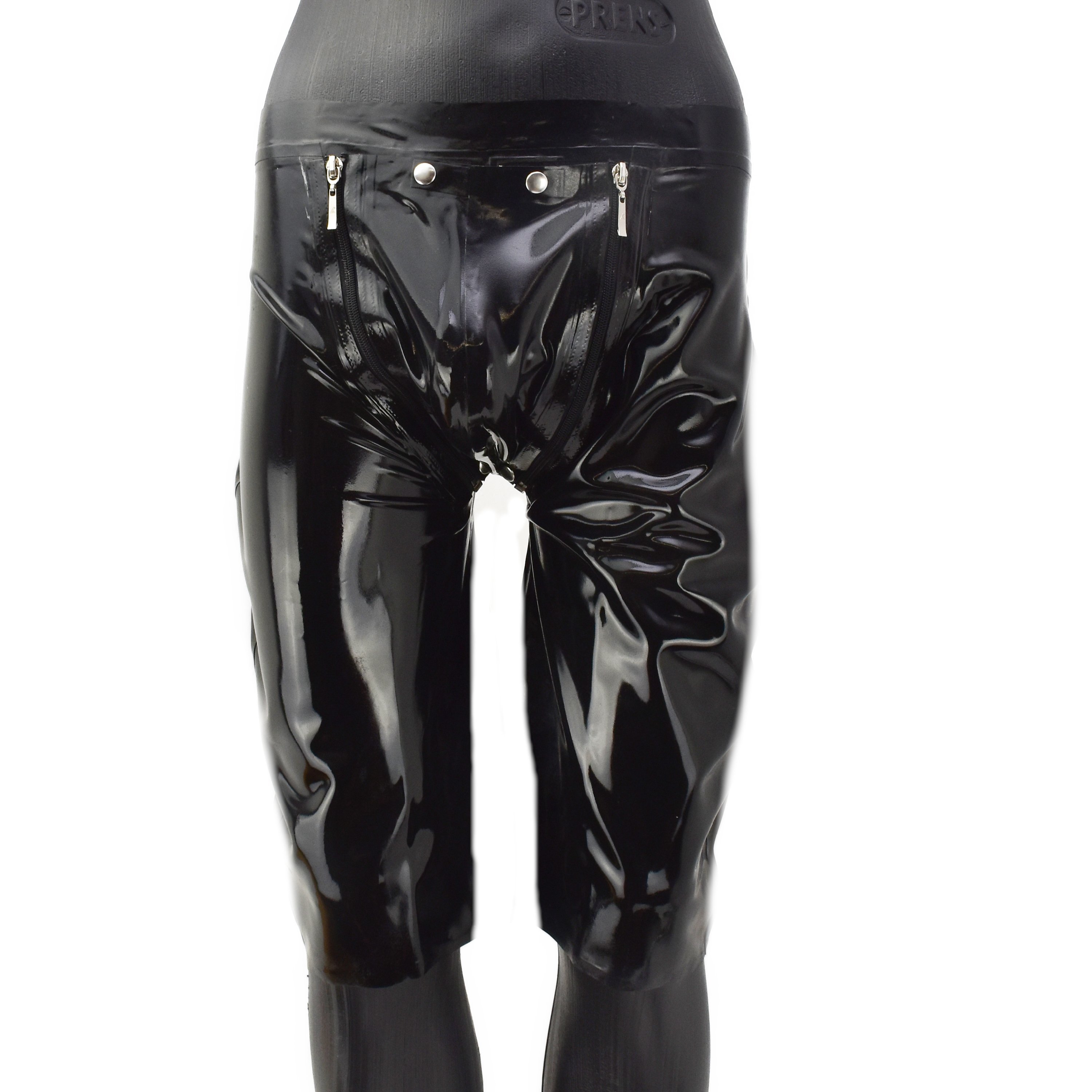 Latex Long Shorts mit Doppel-Reißverschluss/Innenbeutel