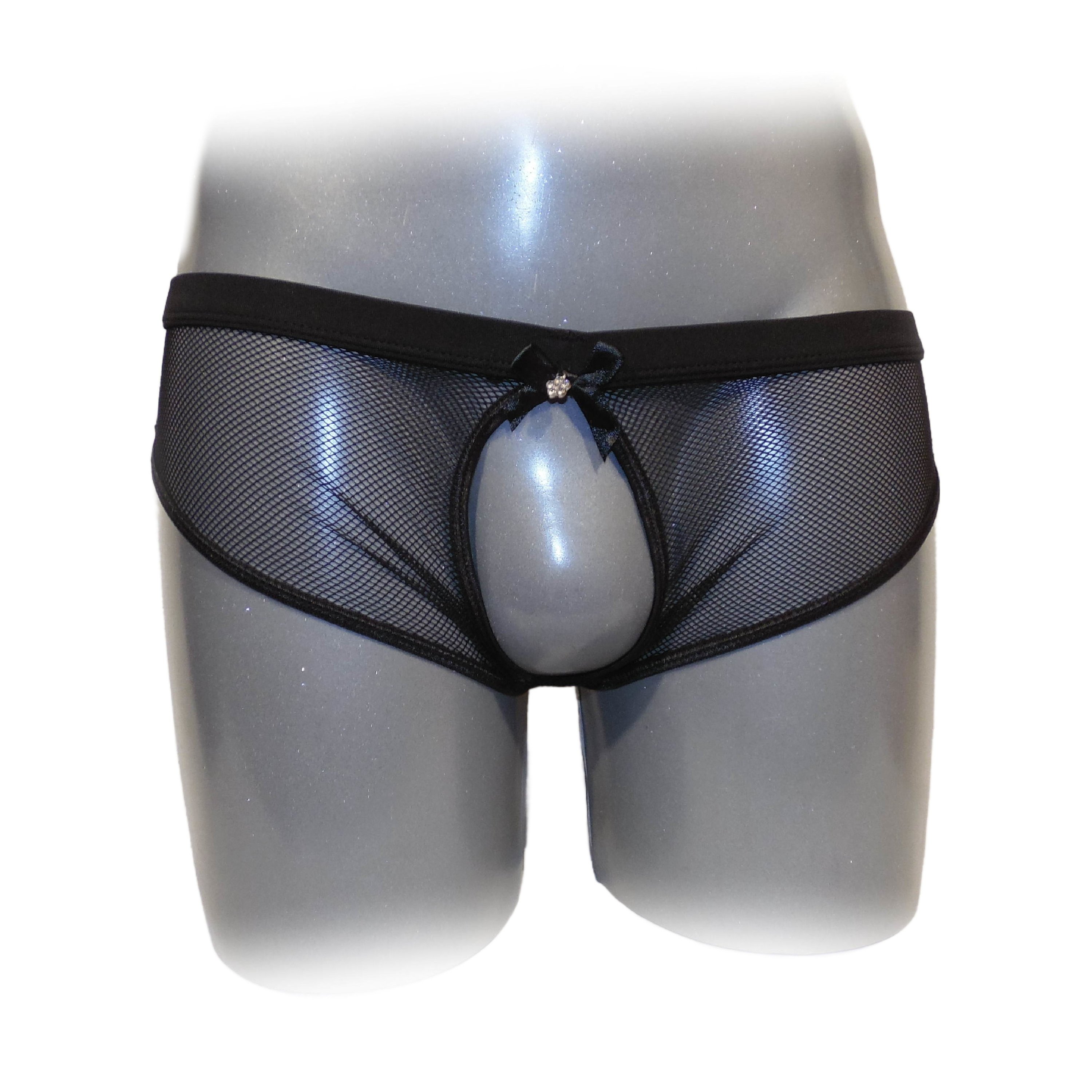 Black Netted Open Back Hipster Panty