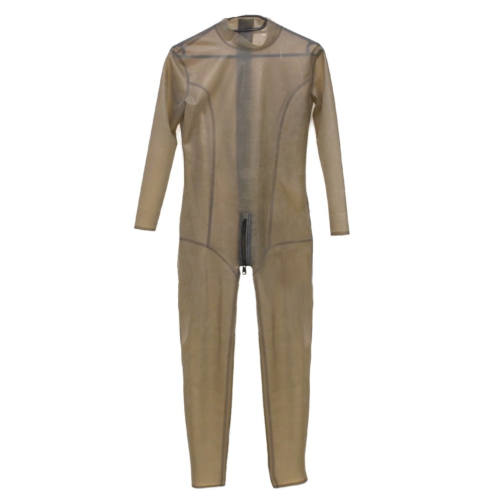Latex Ganzkörperbody Reißverschluss transparent schwarz XL-XXL
